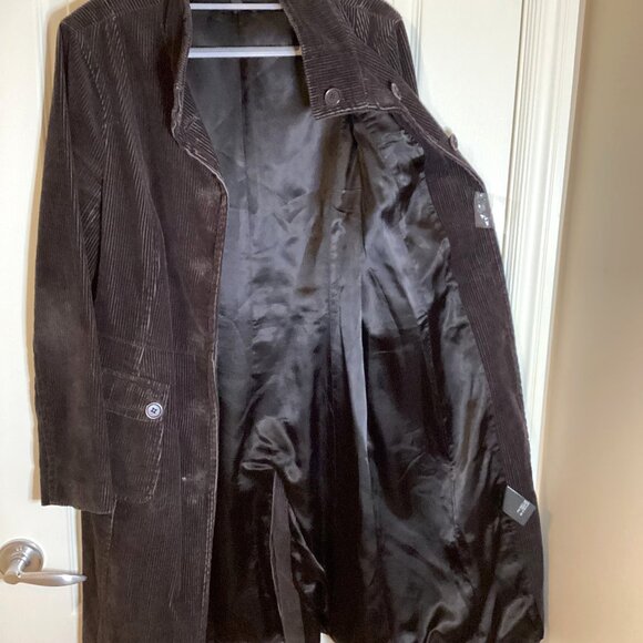 Jacob Women's Dark Brown Corduroy Coat With High Neck Lined Y2K Pockets - Picture 6 of 13